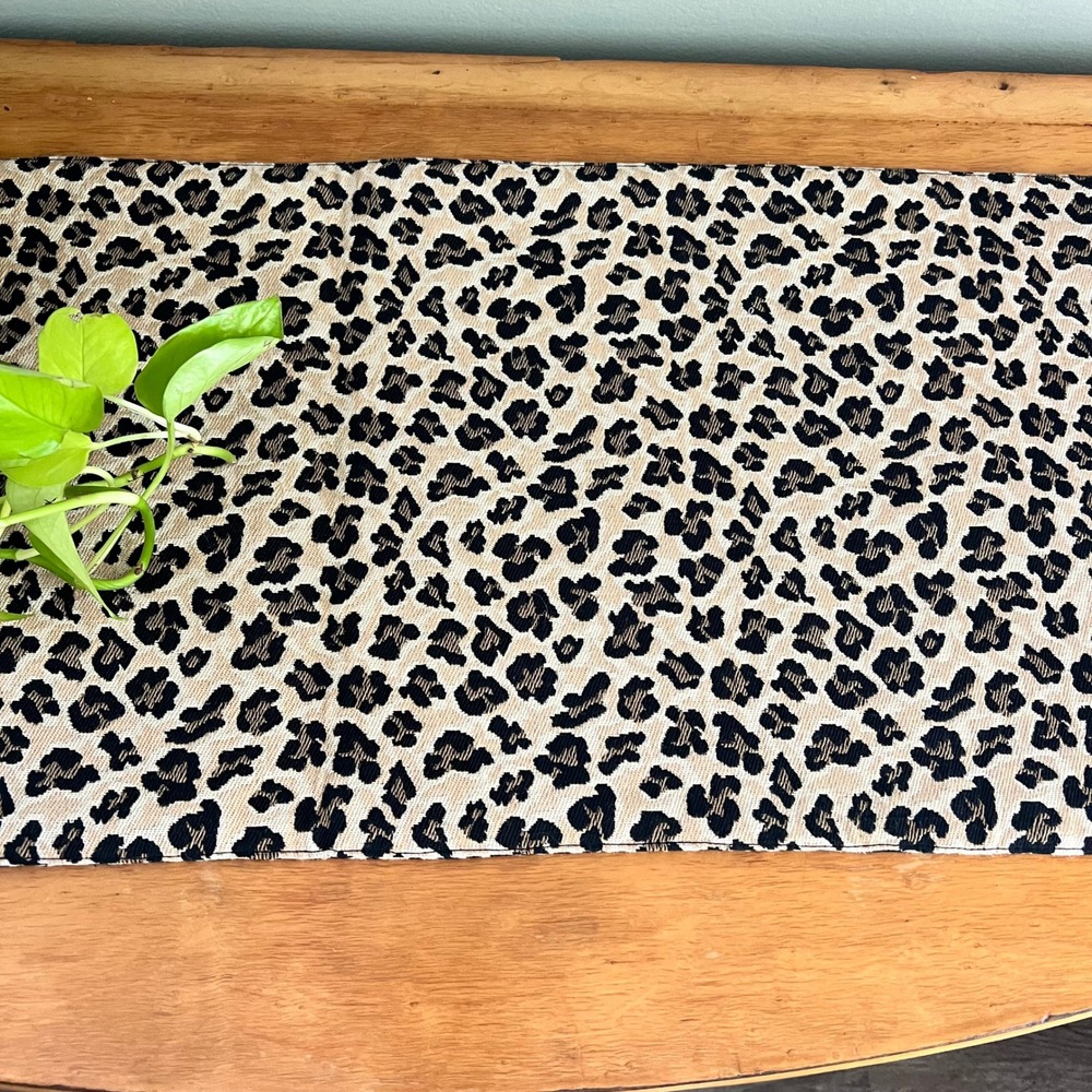 Double Sided Cheetah and Zebra Animal Print Tapestry Table Runner 71x13.5